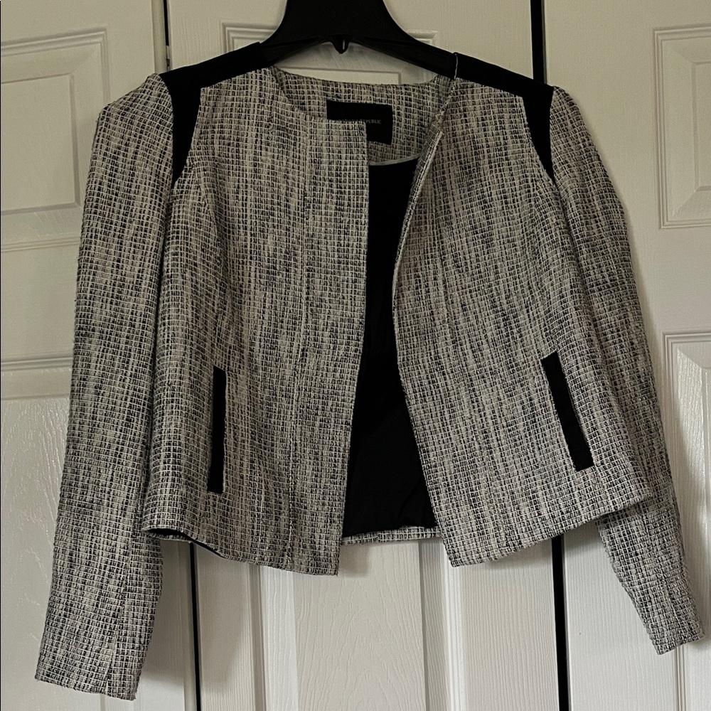 Banana Republic Black and White Tweed Patterned Blazer size 6